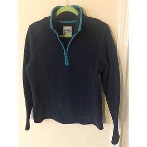Old Navy Womens Quarter Zip Mock Neck Fleece Sweater Navy Blue Sz M